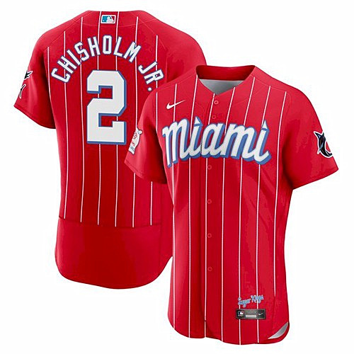 Youth Miami Marlins #2 Jazz Chisholm Red City Connect Flex Base Stitched Baseball Jersey